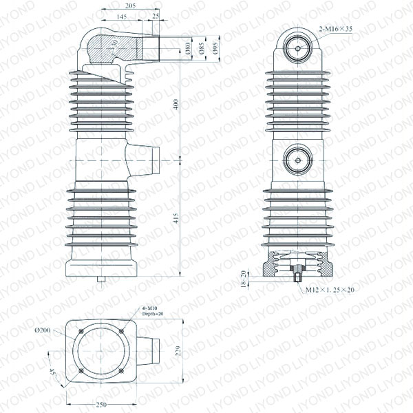 drawing Embedded pole cylinder 40.5kV EEP-40.5/2500-31.5 EEP-40.5/2000-31.5