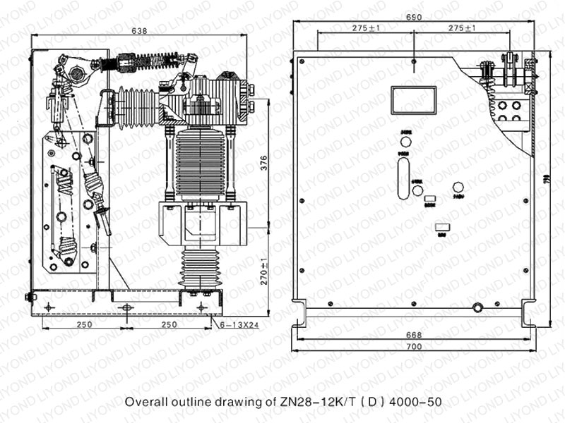 ZN28-12K крытый VCB высокого напряжения для 12 кВ распределительного устройства