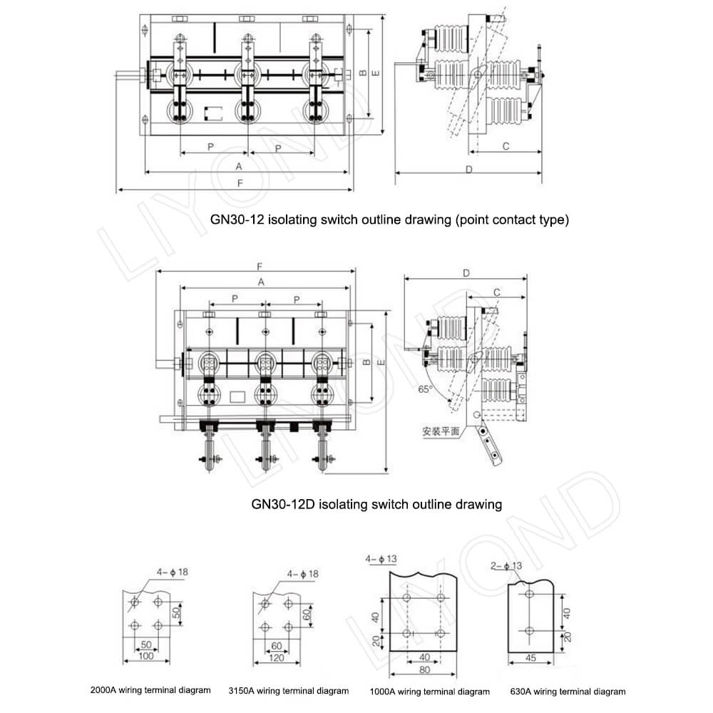 GN30-19 isolating switch drawing