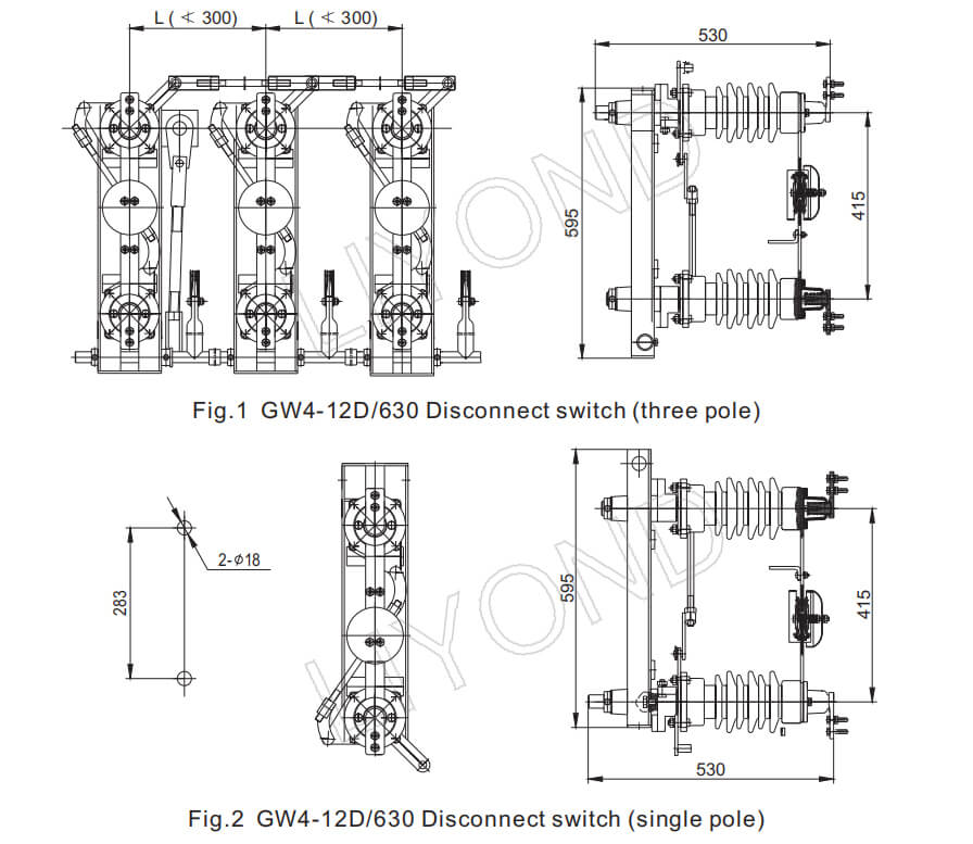 GW4-12 Isolation switch drawing 1