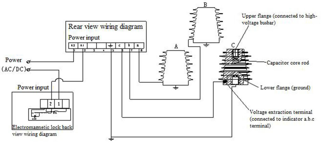 Matching connection diagram of voltage indicator, sensor and electromagnetic lock 